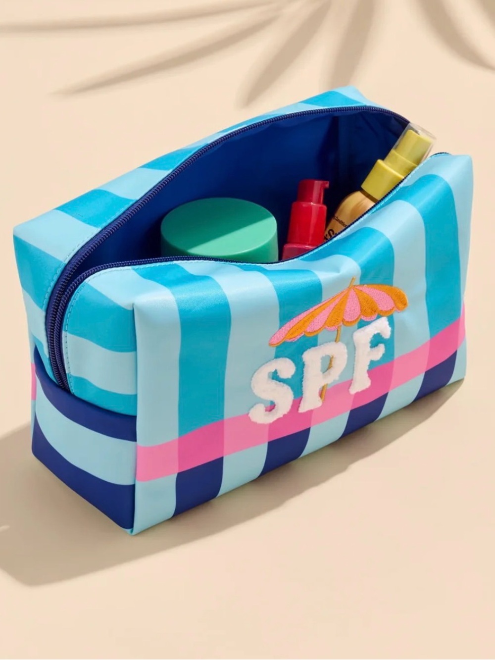 SHIRALEAH "SPF" LARGE ZIP POUCH, TURQUOISE NWOT